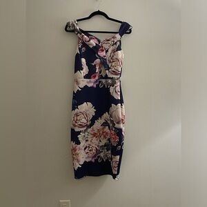 Blue floral cocktail dress